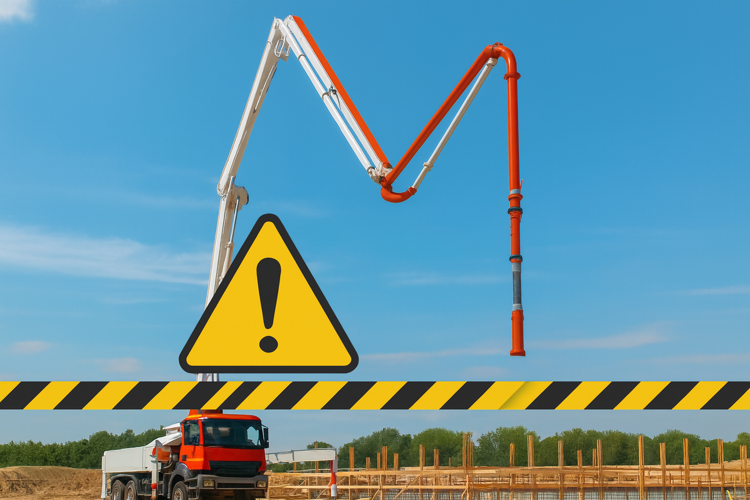 Construction Site with Boom Pump Truck
